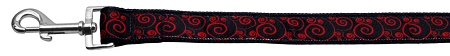 Red and Black Swirly Nylon Dog Leash 5/8 inch wide 4ft Long